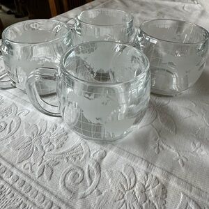 Vintage 1970’s Nestlé World Etched Glass Mug Set